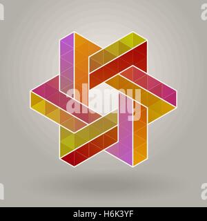 Abstract Vector Geometric Multicolor Hexagonal Star Shape Interlacing Polygons Logo Stock Vector