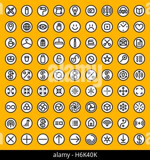 Set of Eighty Vector Minimalistic Line Geometric  Round Icons Stock Vector