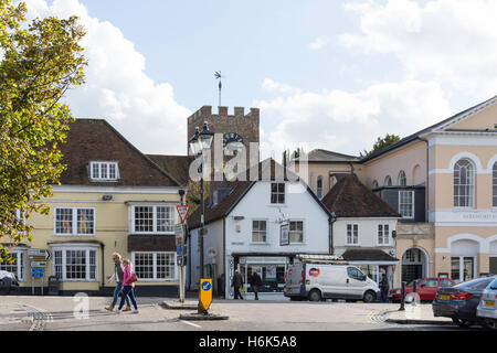 Town centre showing St John's Church, West Street, New Alresford, Hampshire, England, United Kingdom Stock Photo