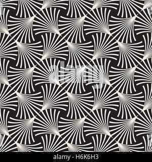 Vector Seamless Black and White Arc Lines Grid Pattern Stock Vector