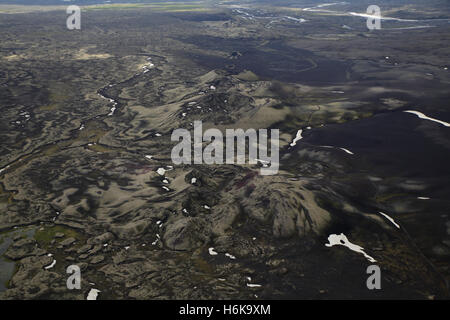 Aerial view, Laki craters, Laki or Lakagigar vulcanic fissure, Iceland, Europe Stock Photo