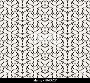 Vector Seamless Black and White Dotted Lines Grid Pattern Stock Vector