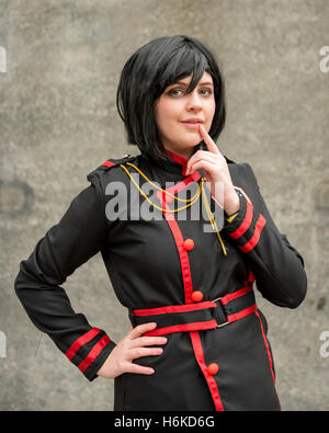 London, UK.  30 October 2016. A girl dresses as Lenalee from D Grey Man anime, as cosplay, anime, games and movie fans attend the popular MCM Comic Con festival at Excel in Docklands. Credit:  Stephen Chung / Alamy Live News Stock Photo