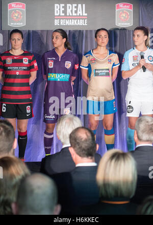 Sydney, Australia. 31st Oct, 2016. Westfield W-League Soccer 2016/2017 season launched in Sydney with players from each of the nine Westfield W-League clubs (Adelaide United, Brisbane Roar FC, Canberra United, Melbourne City FC, Melbourne Victory, Newcastle Jets, Perth Glory, Sydney FC and Western Sydney Wanderers FC). Credit:  mjmediabox/Alamy Live News Stock Photo