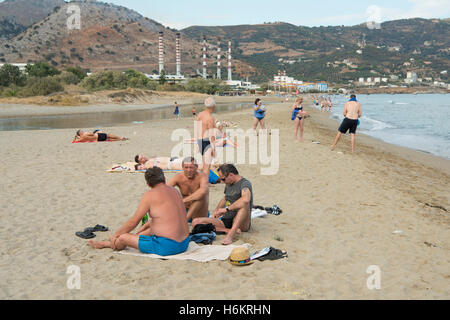 Griechenland, Kreta, Amoudara bei Heraklion, Hotel Apollonia Beach Resort , Strand vor der Hotelanlage Stock Photo