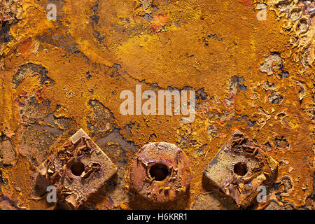 Three rusty steel washers. Stock Photo