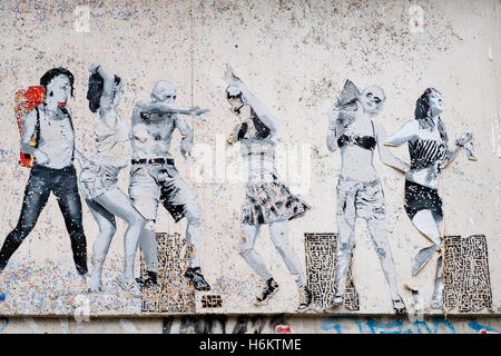Street art on wall in Mitte district in Berlin Germany Stock Photo