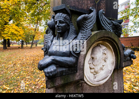 Detail of ornate grave in Military Cemetery, Alter Berliner Garnisonfriedhof on Linienstrasse in Mitte Berlin Germany Stock Photo