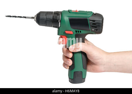Electric cordless hand drill, isolated on white Stock Photo