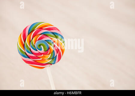 Nice round lollipop with many colors in a spiral Stock Photo