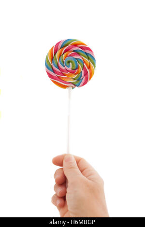 Nice round lollipop with many colors in a spiral Stock Photo