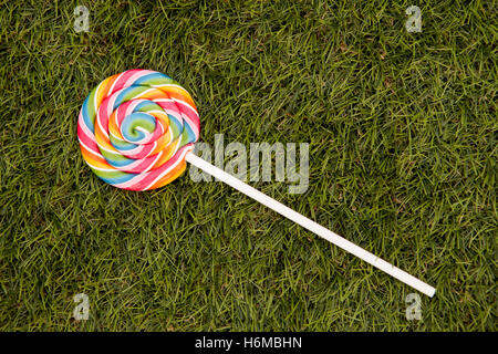 Nice round lollipop with many colors in a spiral Stock Photo