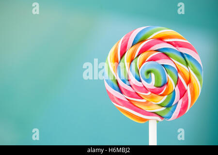 Nice round lollipop with many colors in a spiral Stock Photo