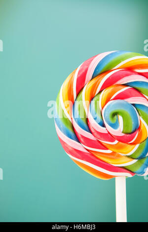 Nice round lollipop with many colors in a spiral Stock Photo