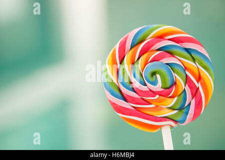 Nice round lollipop with many colors in a spiral Stock Photo