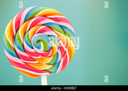 Nice round lollipop with many colors in a spiral Stock Photo