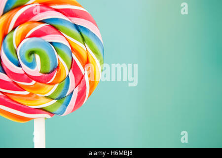 Nice round lollipop with many colors in a spiral Stock Photo