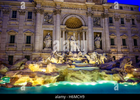 Fontana di Trevi - Rome Ital. it is the largest Baroque fountain in the city and one of the most famous fountains in the world. Stock Photo