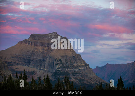 Logan Pass at sunrise, along the Going-to-the-sun highway, Glacier National Park, Montana USA Stock Photo