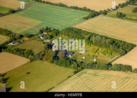 Aerial picture, Emscher, Emscher-source court near the Emscher spring, Holzwickede, Ruhr area, North Rhine-Westphalia, Germany Stock Photo
