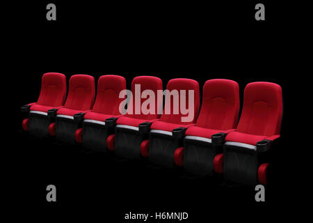 Empty theater auditorium or cinema with red seats one row Stock Photo
