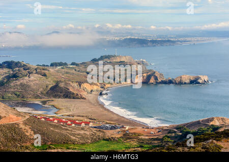 Aerial Views of Rodeo Beach and Fort Cronkhite. Stock Photo