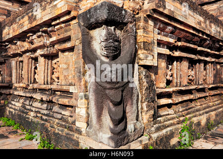 Bas-relief on a temple in Group G. My Son Sanctuary, Quang Nam Province, Vietnam. Stock Photo