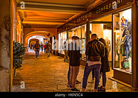 Italy Piedmont Canavese - Rivarolo Canavese - Old Town - arcades of Via Ivrea Stock Photo