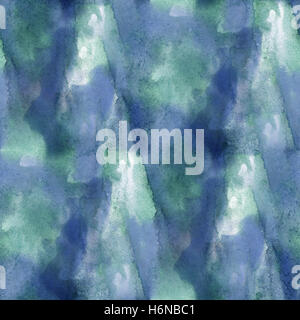 glare from paint blue green watercolor seamless texture with spots and streaks art Stock Photo