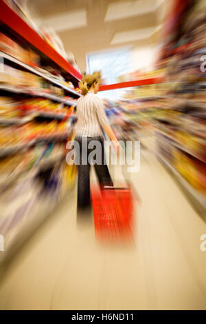 woman motion postponement moving movement food aliment lifestyle female dream energy power electricity electric power basket Stock Photo