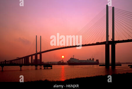 Queen Elizabeth II bridge. Dartford crossing, London, Kent, England, UK. Stock Photo