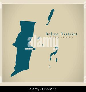 Modern Map - Belize District BZ Stock Vector