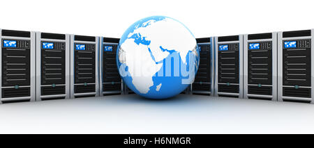 Row server and abstract earth (done in 3d rendering) Stock Photo