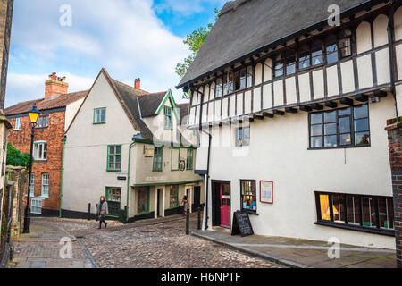 Elm Hill Norwich, view of the Elm Hill area in the historic medieval quarter of the city of Norwich, England, UK. Stock Photo