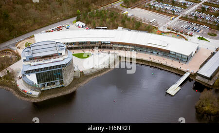 Aerial drone view Loch Lomond Shores Balloch Scotland Stock Photo