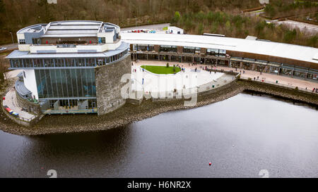 Aerial drone view Loch Lomond Shores Balloch Scotland Stock Photo