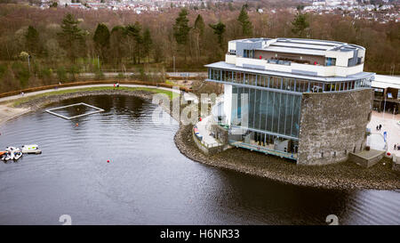 Aerial drone view Loch Lomond Shores Balloch Scotland Stock Photo