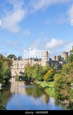 Warwick Castle built William the Conqueror in 1068, overlooking the River Avon, Warwick, Warwickshire, England, UK Stock Photo