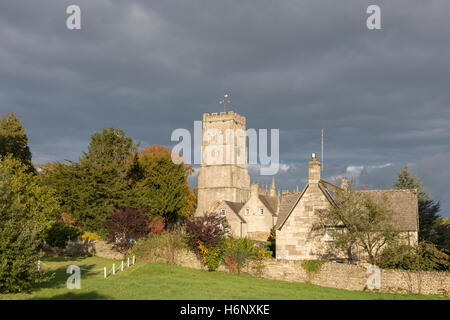 The Cotswold church of Peter and Paul in early autumn light, Northleach, Gloucestershire, England, UK Stock Photo