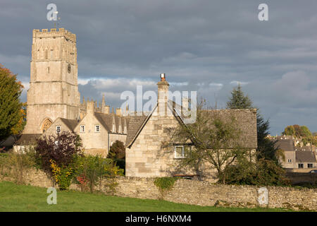 The Cotswold church of Peter and Paul in early autumn light, Northleach, Gloucestershire, England, UK Stock Photo