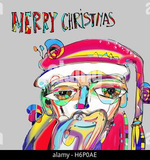 santa claus in contemporary art style with inscription merry chr Stock Vector