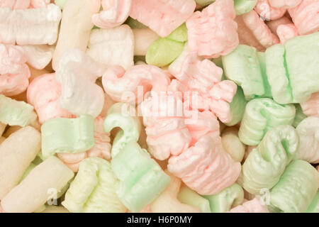 Pink, White and Green Packing Peanut Foam Stock Photo