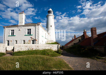 St Mary's Lighthouse, St Mary's Island, near Whitley Bay, Tyne and Wear, England, UK Stock Photo