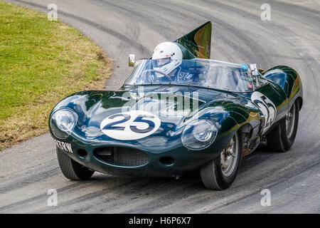 1956 Jaguar D-type Long-Nose 'Le Mans' entrant at the 2016 Goodwood Festival of Speed, Sussex, UK. Stock Photo