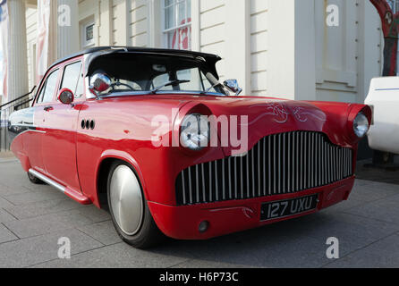 Customized 1959 Ford Consul Hot-Rod, parked in front of Droit House, Margate Harbour, Margate, Kent, UK. Stock Photo