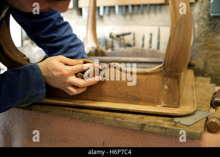 job character crafts professional craftsman tradesman handicraftsman artisan carpenter occupation carpentry working Stock Photo