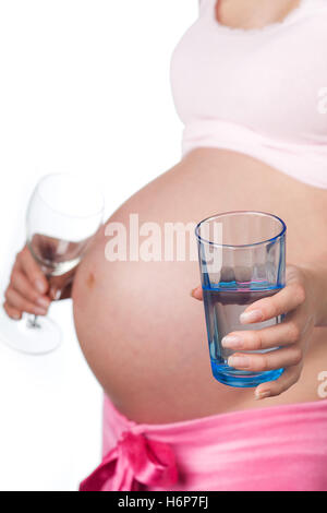 pregnant girl with glass Stock Photo