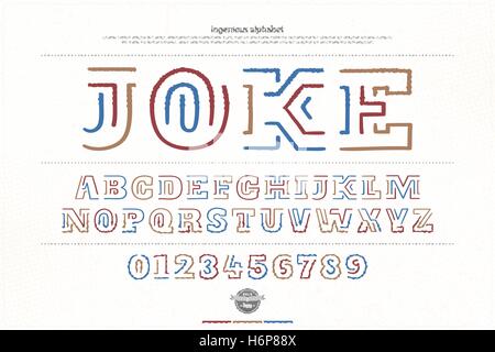 ethnic style alphabet letters and numbers over paper texture. vector ornamental font type. old ornament character design. ancien Stock Vector