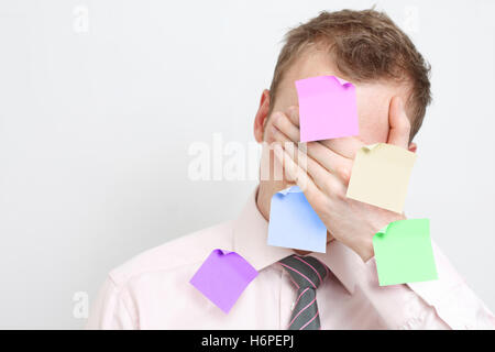 humans human beings people folk persons human human being office note memo remember isolated space face person blank european Stock Photo