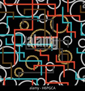 Geometry seamlessly background with lines, circles and rectangles. Vector illustration Stock Vector